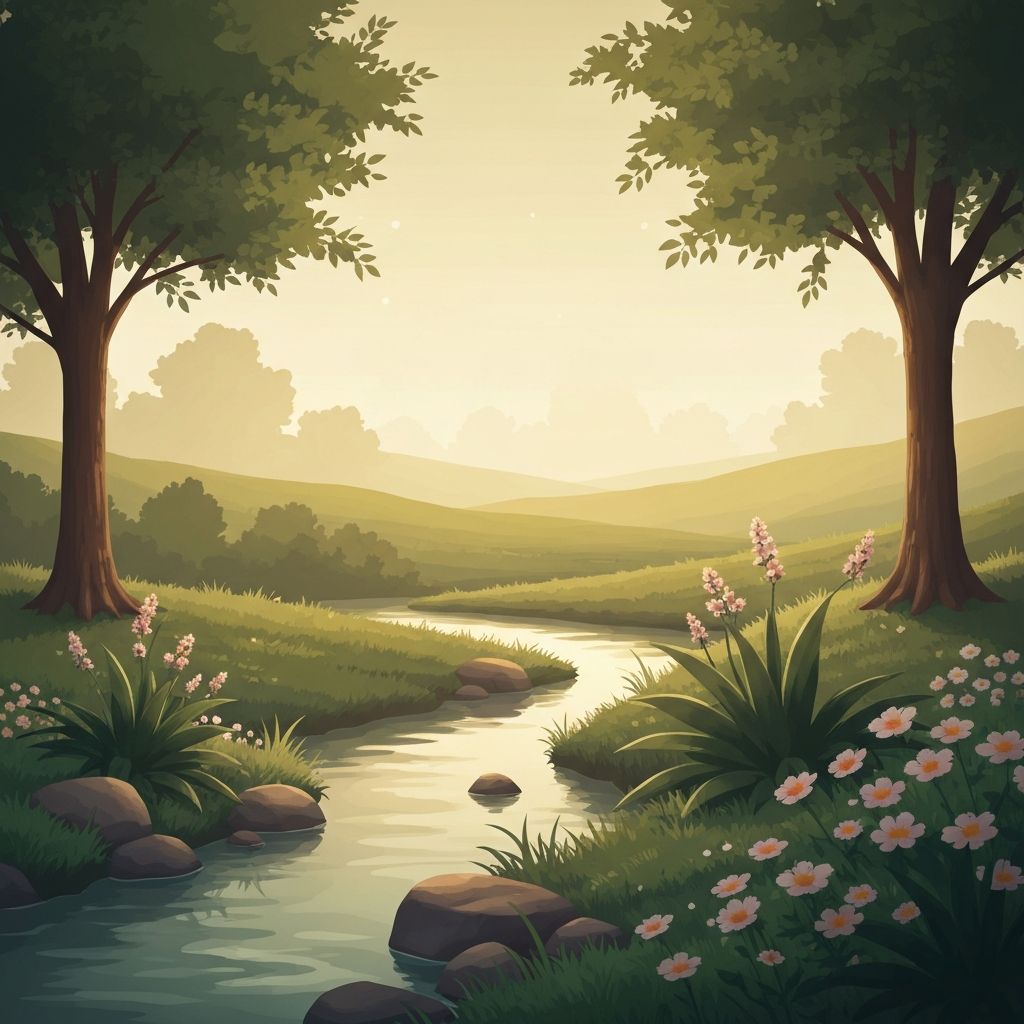 Serene natural setting suggesting breathing and wellness practices