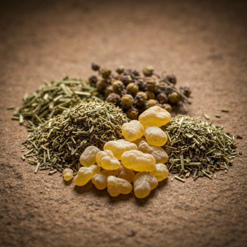 Combined dried herbs and Boswellia resin blend