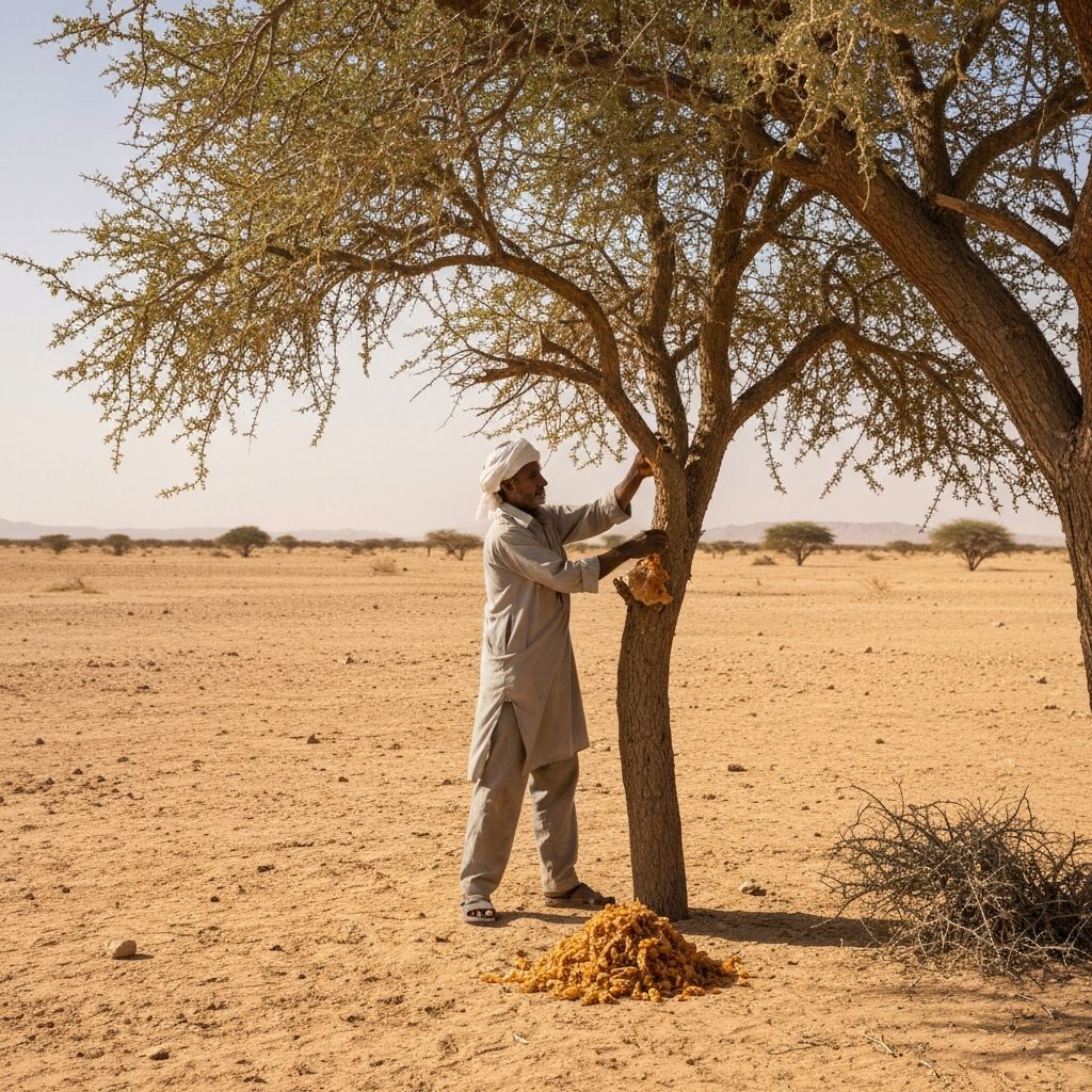 Traditional collection of Boswellia resin in arid regions